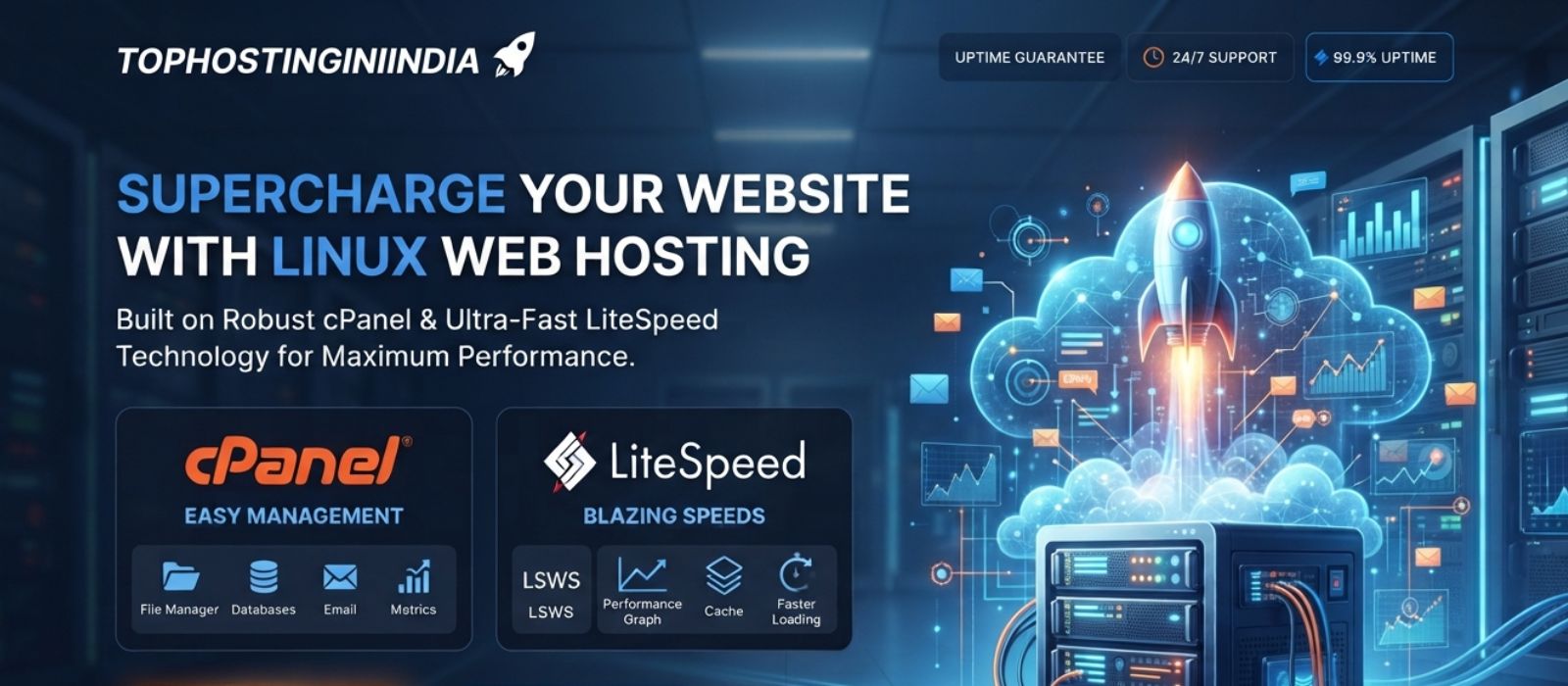 Linux server racks in a data center