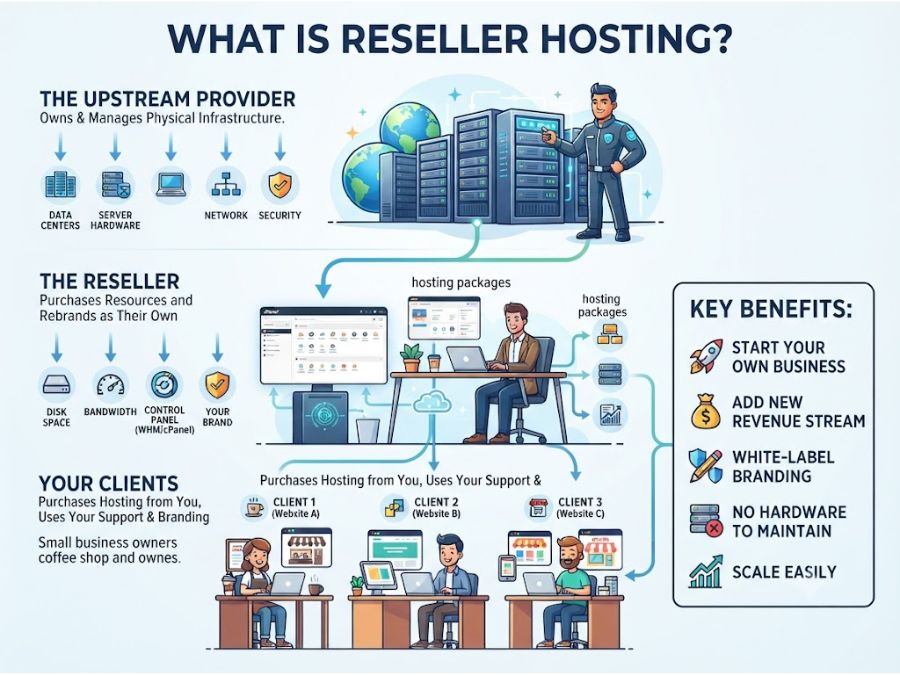Reseller managing multiple client accounts