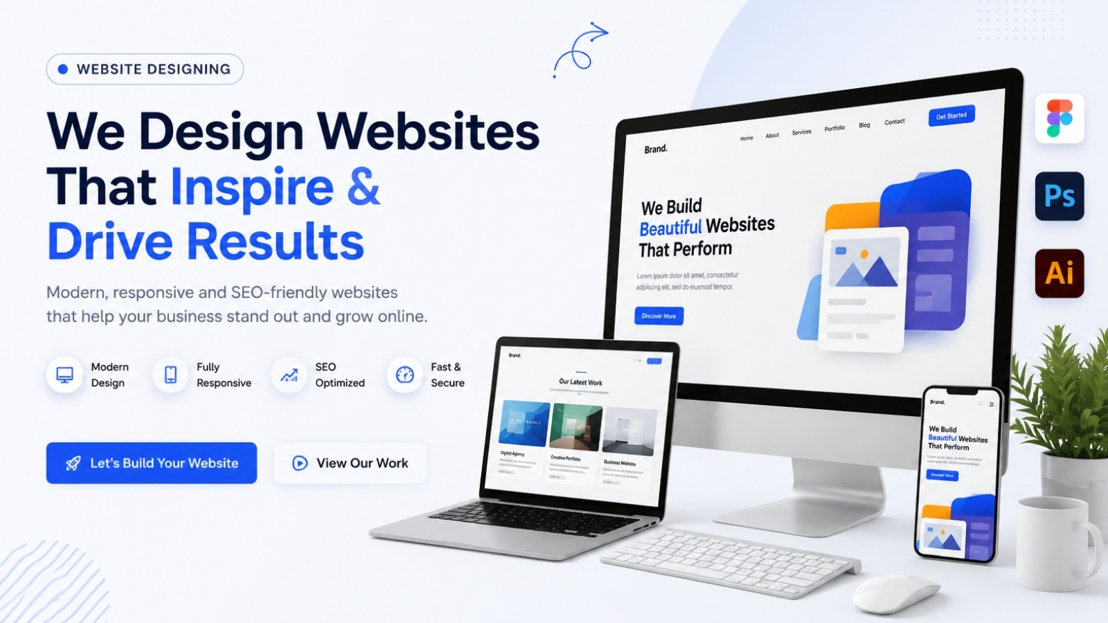 Website design mockup on a laptop screen